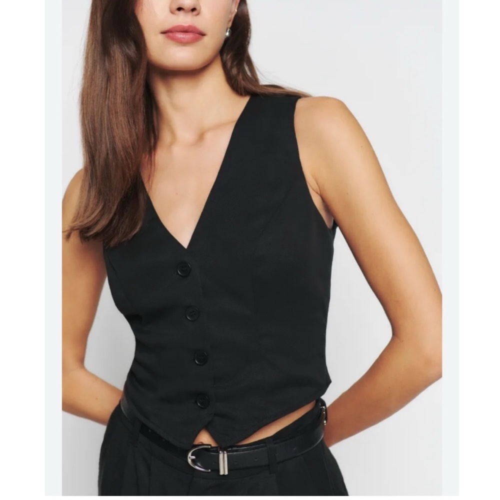 Reformation Black Button-Up Vest